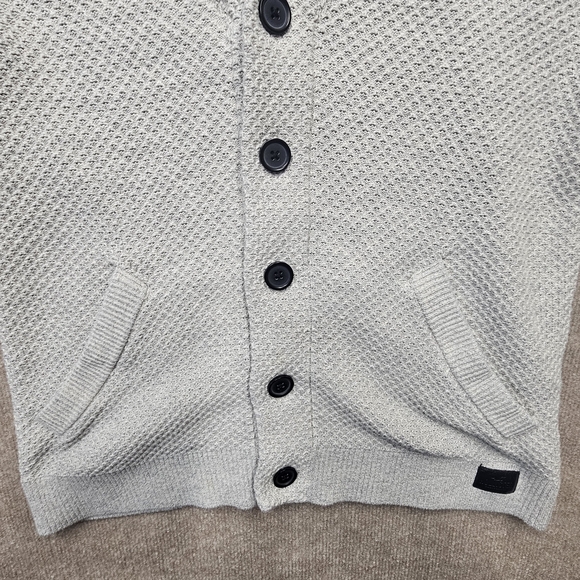 Hollister Shawl Collar Knit Button Cardigan Sweater Small Gray Y2K Preppy - Picture 9 of 15